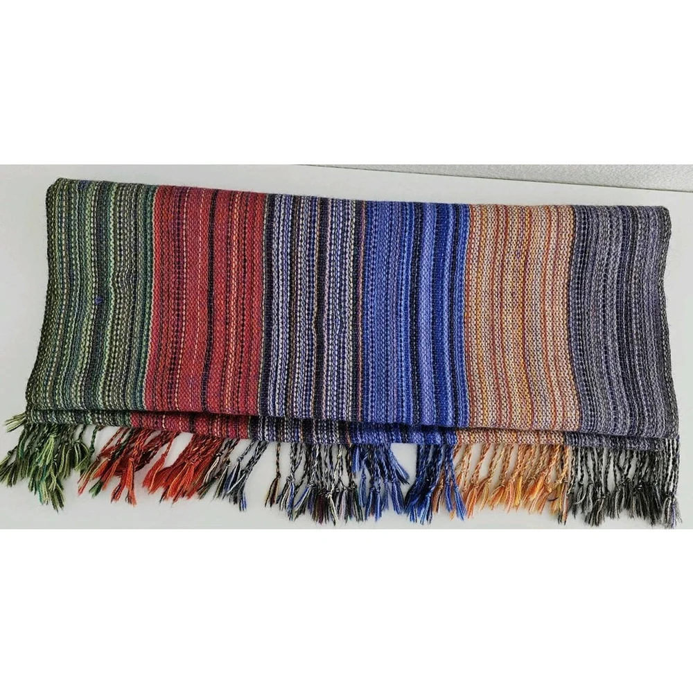 Tiahuanacu Brand 100% Alpaca Scarf Handmade in Bolivia Multicolor Tassels